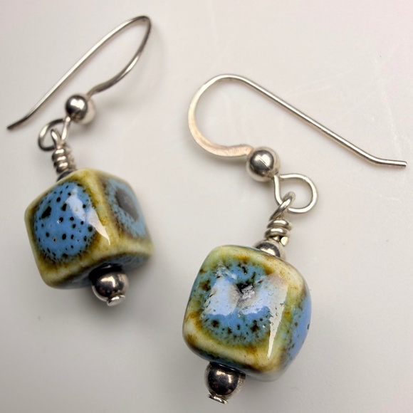 Rustic Ceramic Earrings - Picture 4 of 6